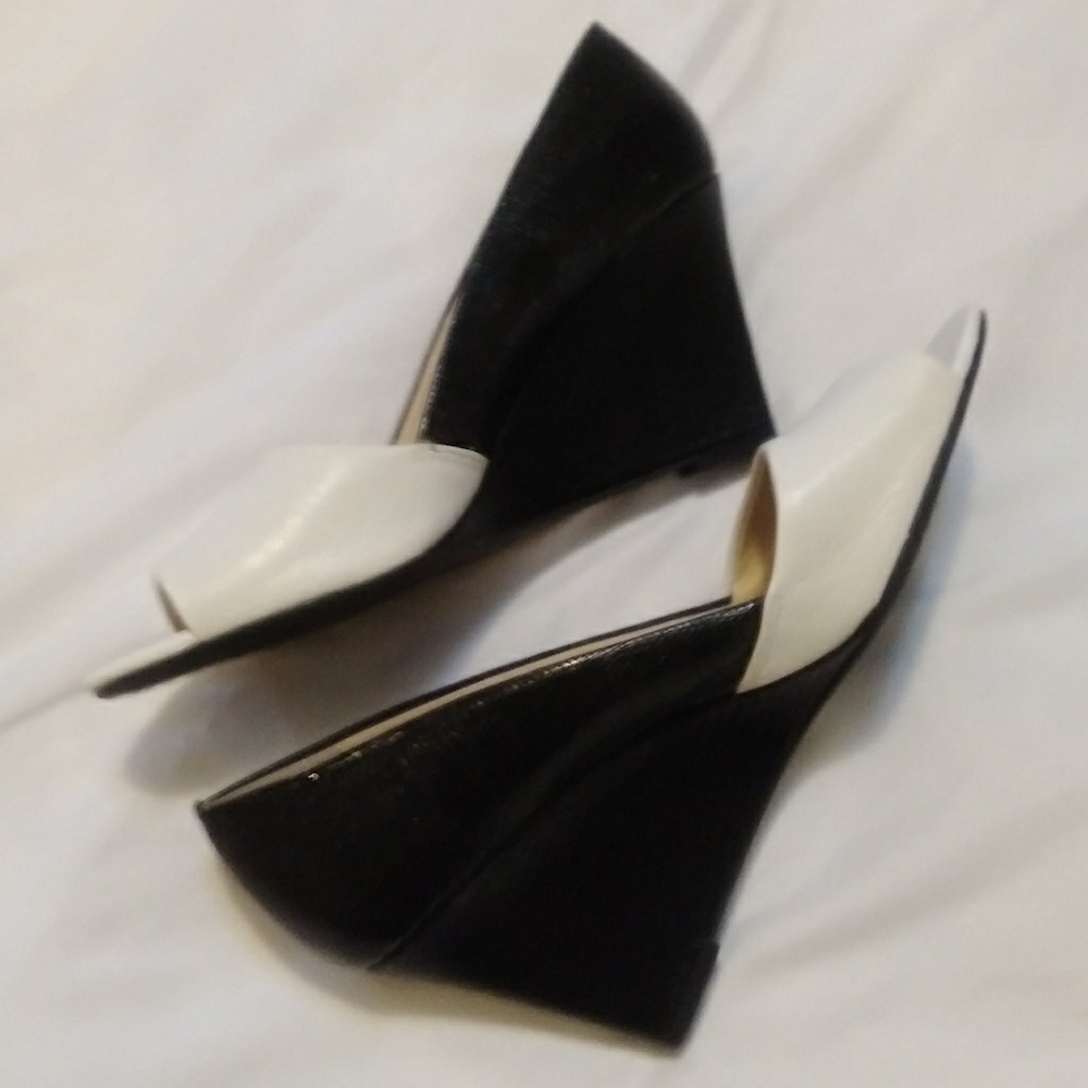Franco Sarto Black & White Wedges, Size 8